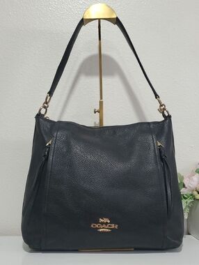 Coach Marlon Black Leather Hobo Shoulder Bag